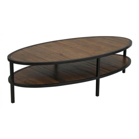 Table Basse Ovale Bois Recyclé Industriel - Collection Empreintes