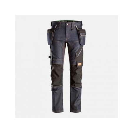Pantalon travail Snickers 6955 FlexiWork denim | Protection genoux